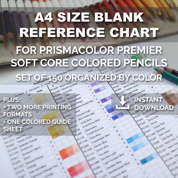 A4 Size Ready to Print Blank Reference Chart for Prismacolor Premier Soft  Core Colored Pencils Set of 150 Organized by Color 