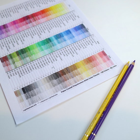 A4 Size Ready to Print Blank Reference Chart for Faber-castell Polychromos  Colored Pencils Set of 120 Organized by Color 