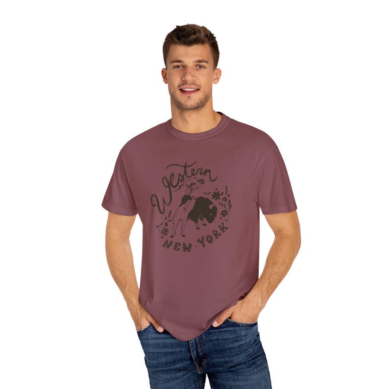 Western New York Tee COMFORT COLORS Unisex Garment-Dyed T-shirt - cowboy style, vintage, worn in Upstate NY Funny shirt image 5