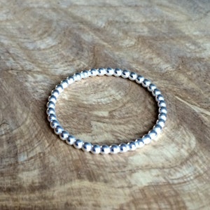 Thin Silver Bobble Stacking Ring image 1