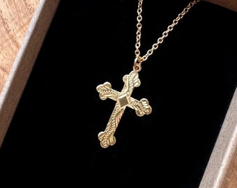 Engraved Cross Necklace