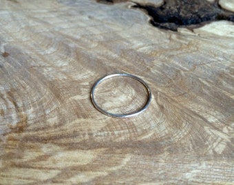 Thin Silver Stacking Ring - Hammered