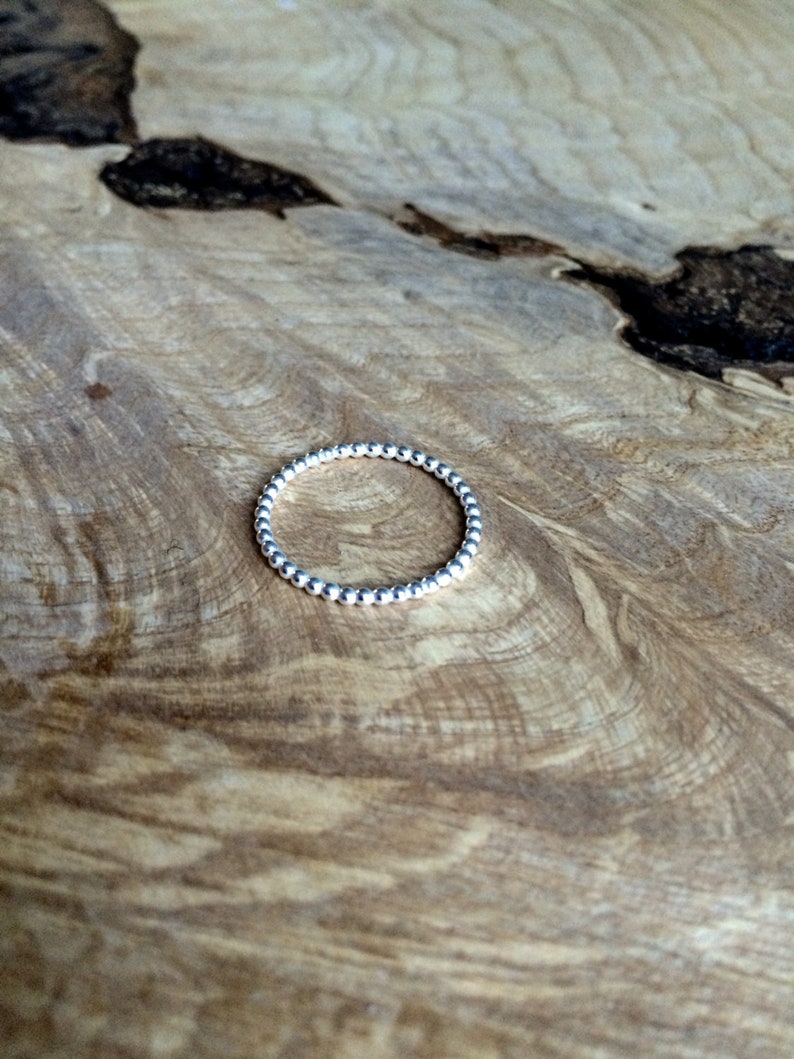 Thin Silver Bobble Stacking Ring image 1