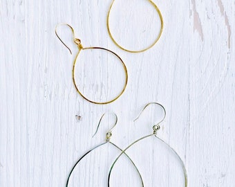 Gold and Sterling Silver Hammered Hoop Earrings