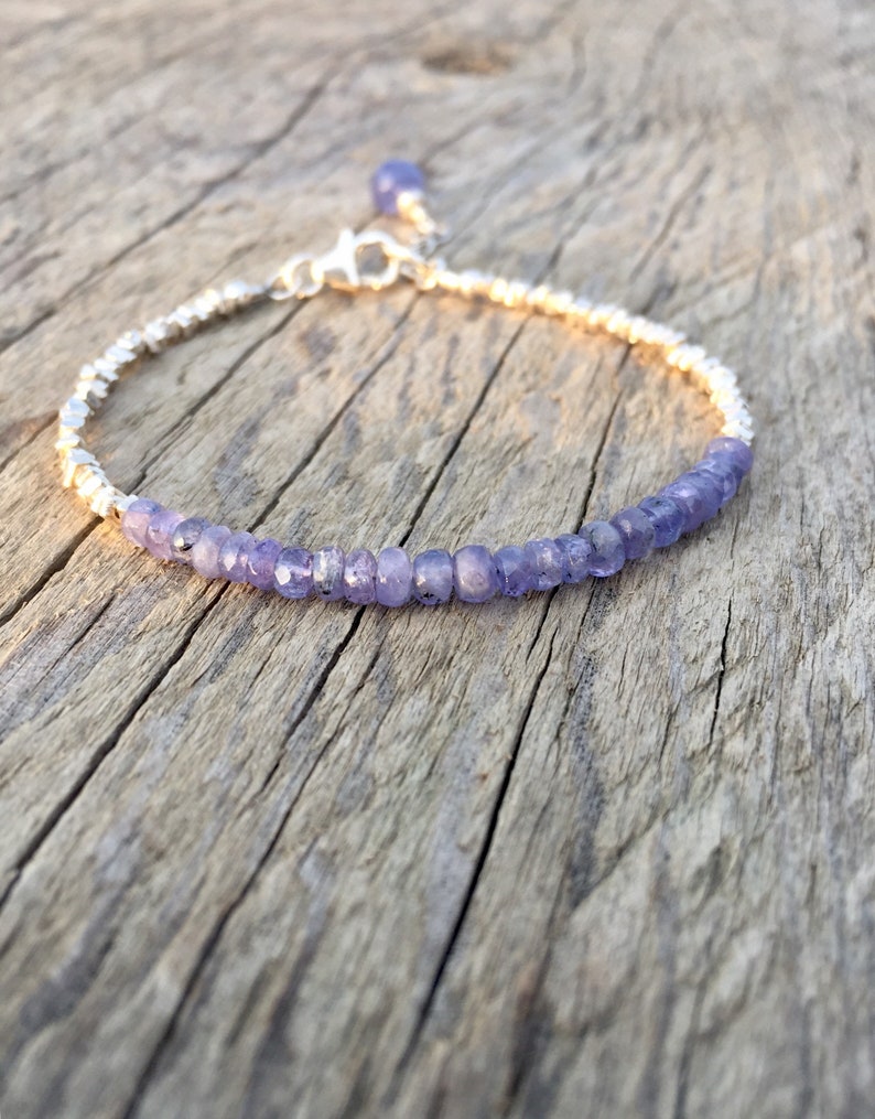 Tanzanite Gemstone and Fine Silver Nugget Bracelet