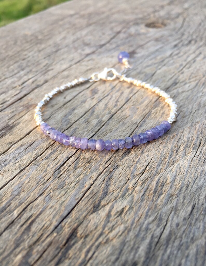 Tanzanite Gemstone and Fine Silver Nugget Bracelet