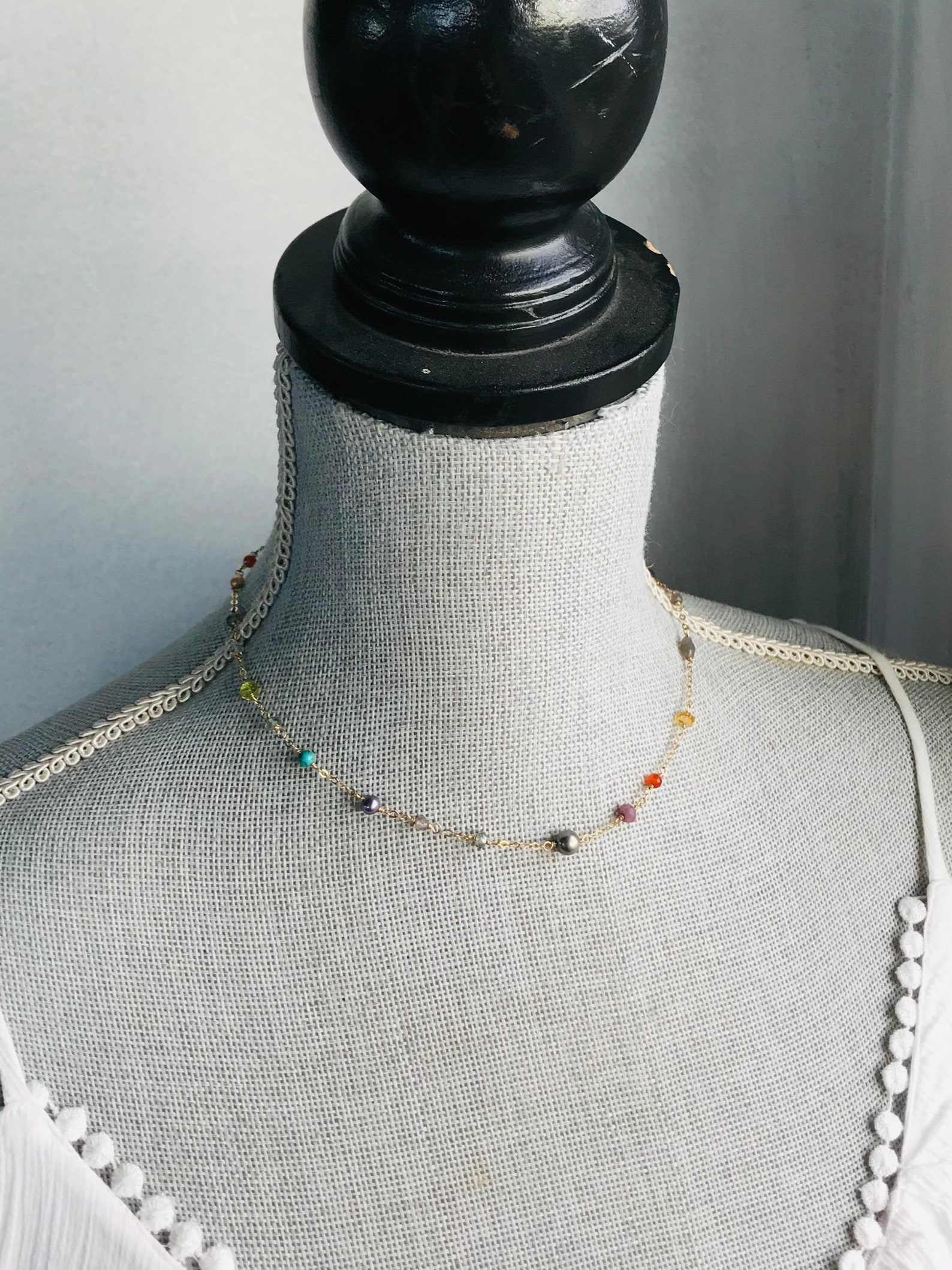 Gemstone Choker Multi Gemstone Beaded Necklace Rainbow Etsy