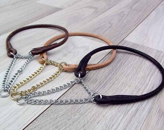 adjustable leather half check collar