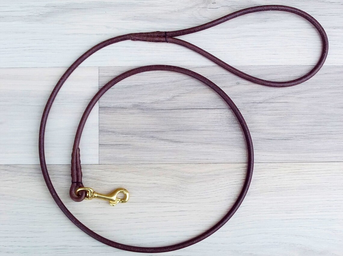 Leather Dog Show Clip Leash Premium Round / Rolled Leather Etsy