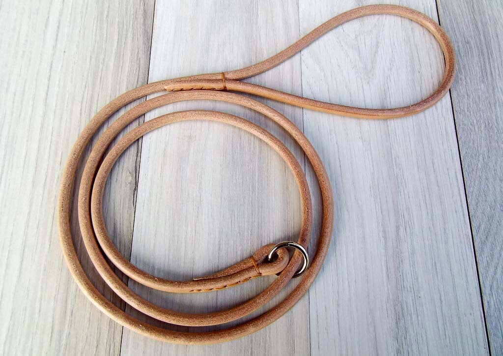 Leather Dog Show Slip Leash Premium Round / Rolled Leather Etsy UK