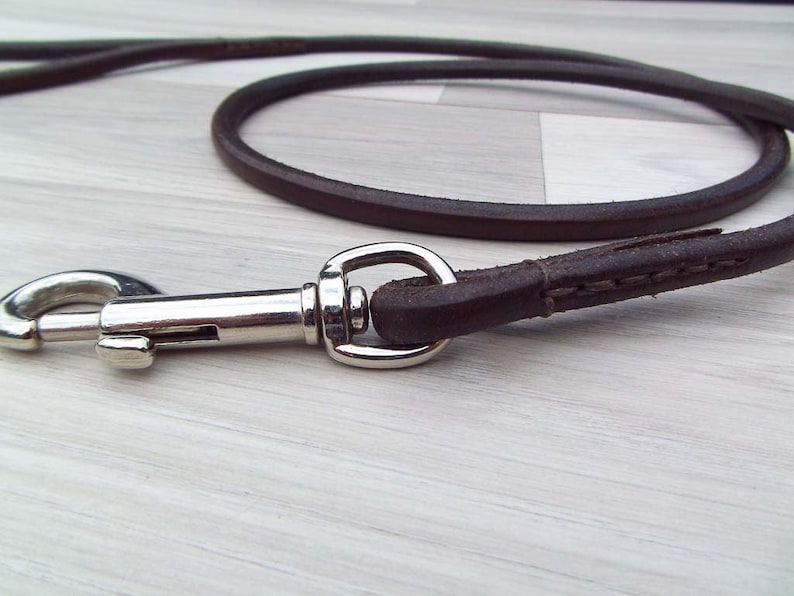 Leather Dog Show Clip Leash Premium Round / Rolled Leather image 4