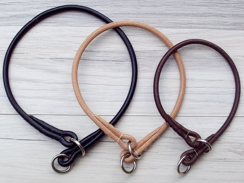 Leather Dog Slip Collar Premium Round / Rolled Leather Etsy