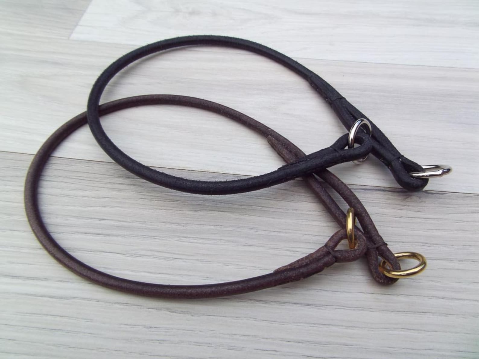 Leather Semislip Dog Collar Premium Round/rolled Leather Etsy UK