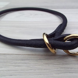 Black slip collar with brass rings