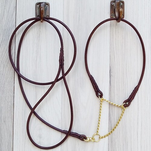 Leather Dog Slip Collar Premium Round / Rolled Leather Etsy