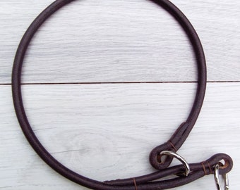 Leather Semi-Slip Dog Collar - Premium Round/Rolled Leather