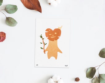 Mini Mystery Korok Print - Surprise Design - Small Zelda Print - Leaf Nature Sprite - Secret Art - 74x105mm