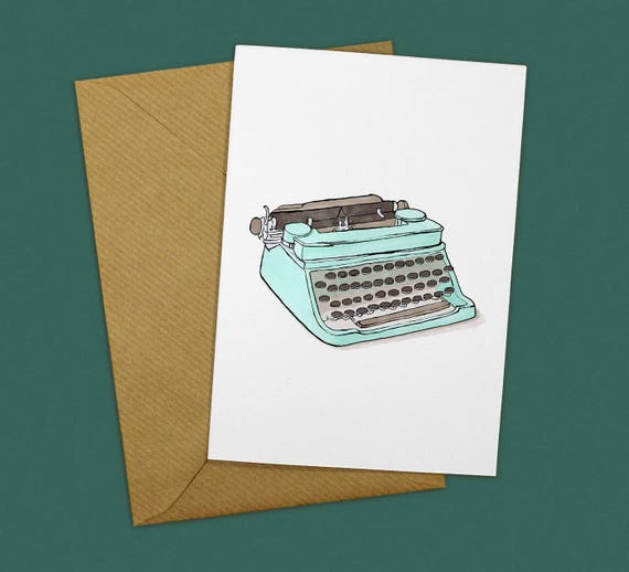 Vintage Typewriter Birthday Card Blank A6 Retro Greetings Etsy