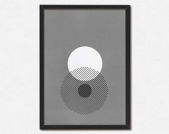 Abstract Number '8' - A3 Minimal Geometric Screen Print - Geometric Shape Illustration