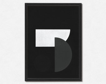 Abstract 'No. '5 - Minimal Typographic Screen Print - Modern Shapes - Geometric A3 Screenprint