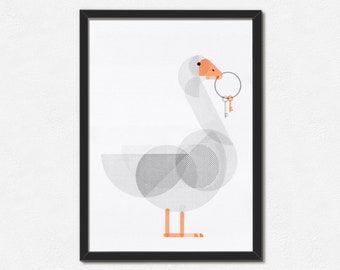 Untitled Goose Game Art Print - Minimal A3 Geometric Bird