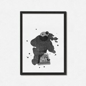 Letra abstracta 'I' Print - Minimal A3 Typographic Risograph Art - Artist Ink Spill Blot