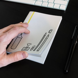 Design Notebook - A6 Blank Paged Note Pad - Recycled Paper - Minimal Stationery Illustration - Sketchbook - Idea Diary - Gift for him