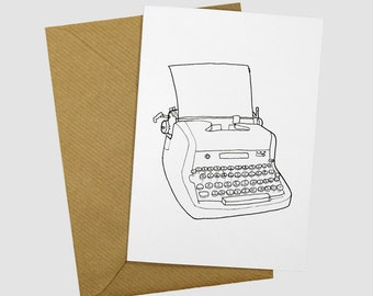 Typewriter Greetings Card - Blank Inside - Any occasion card - Just a note - Thinking of you - Simple birthday card