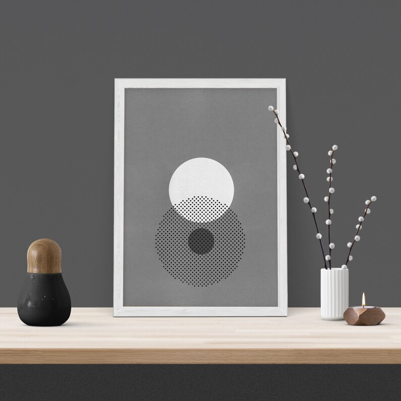 Abstract Number /'8/' A3 Minimal Geometric Screen Print Geometric Shape Illustration