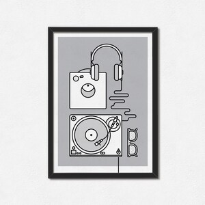 Vinyl Record Player Art Print - A3 Riso