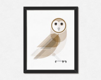 Owl Art Print - 8x10" Minimal Barn Owl