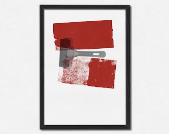 Abstract Letter 'E' Print - Minimal A3 Typographic Risograph Art - Print Artist Ink Roller