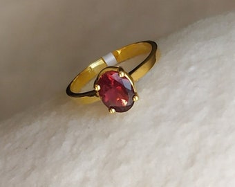 18K Gold (750) Pink Tourmaline Ring/Natural Pink Tourmaline Solitaire Ring/Pink Gemstone Ring – 6944