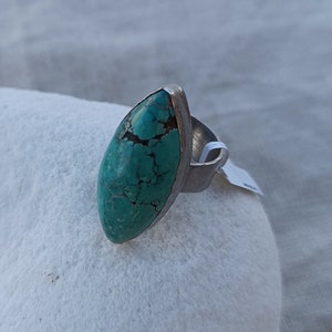 Turquoise Ring 925 Sterling Silver/Bold Statement Ring Natural Turquoise/Handmade Chunky Turquoise Gemstone Ring – 2689