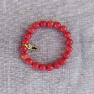 Coral Beaded Bracelet/Natural Coral Elastic Bracelet/Gemstone Beaded Stretch Bracelet – 9996