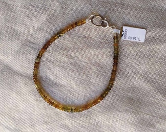 Tourmaline Beaded Bracelet with 925 Sterling Silver/ Natural Gemstone  Beaded Bracelet – 6604