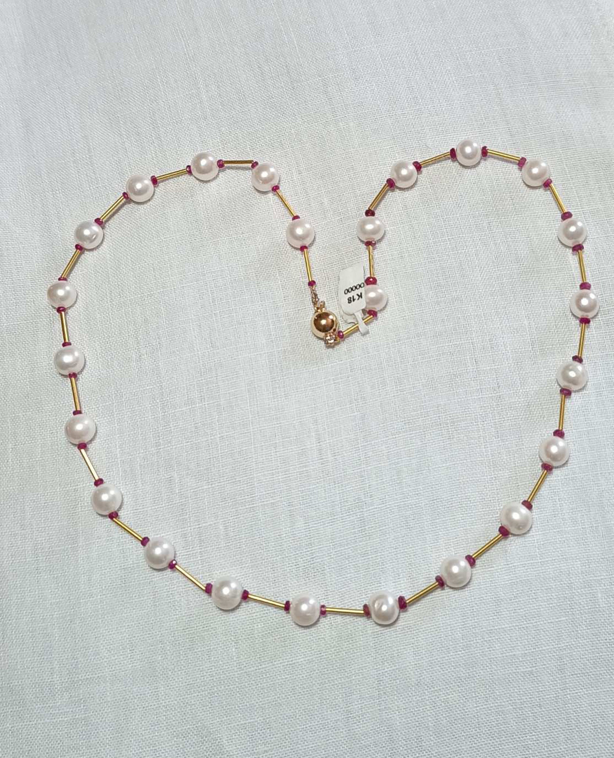 Japanese Pearls and 18K Gold Necklace/beaded Necklace Pearls