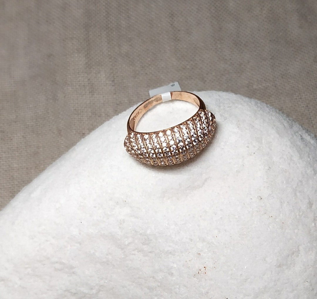 Anello A Cupola Donna In Argento Sterling Placcato Oro Rosa Con Zirconi Multiforma