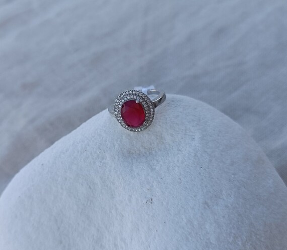 Rhodium Plated 925 Sterling Silver Ring With Swarovski Crystals