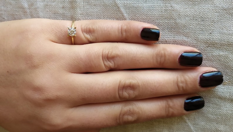 14K Gold 585 Size 6 34 US \u2013 8790 Solitaire Ring with Cubic Zirconia