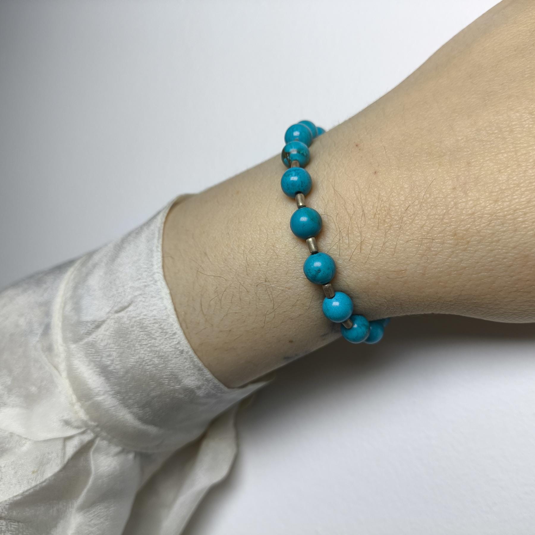 Turquoise & Sterling Silver Bracelet | Sea Blue Summer Jewelry | no 6692