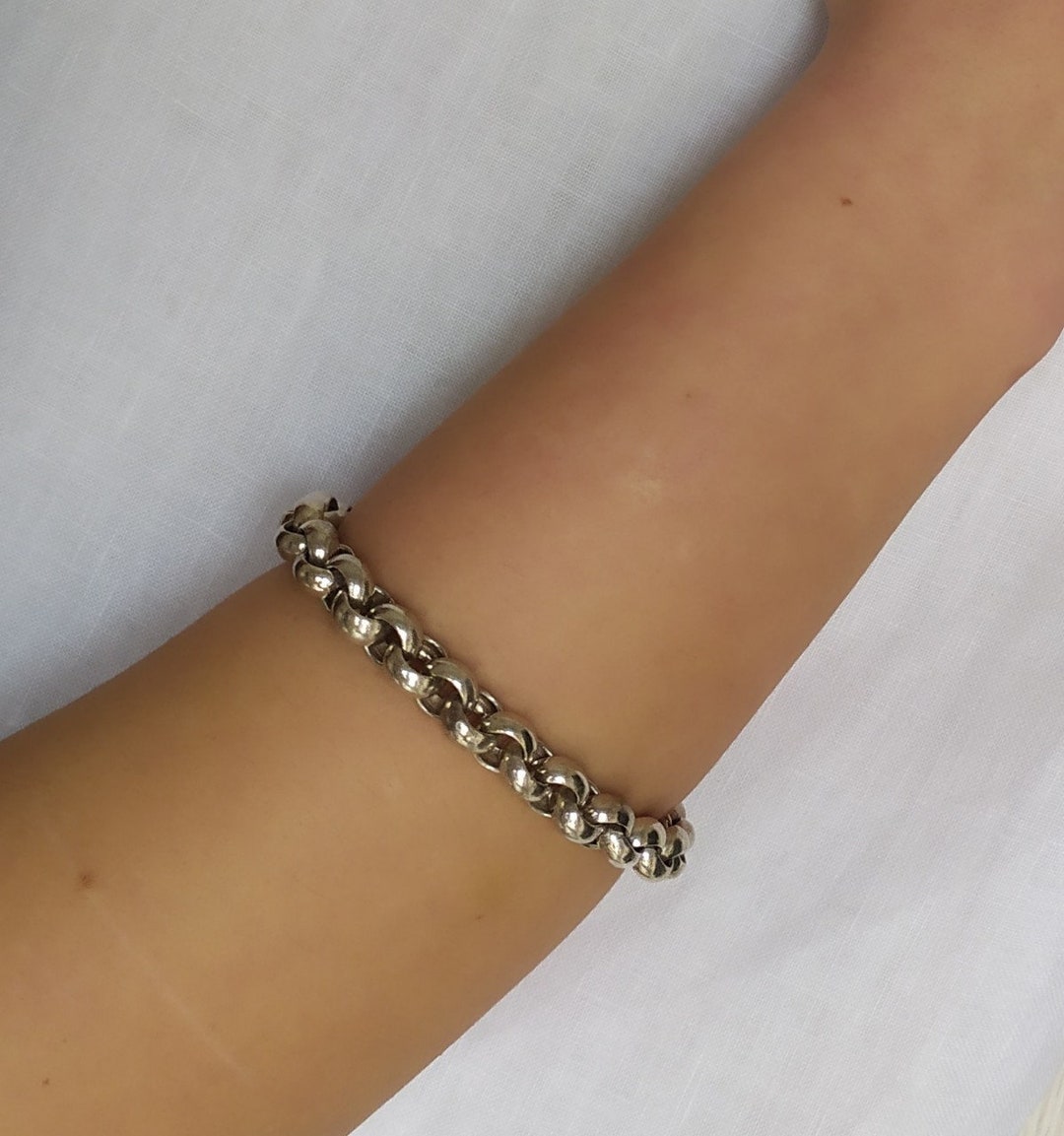Unisex Chunky Link Chain Bracelet, 925 Sterling Silver
