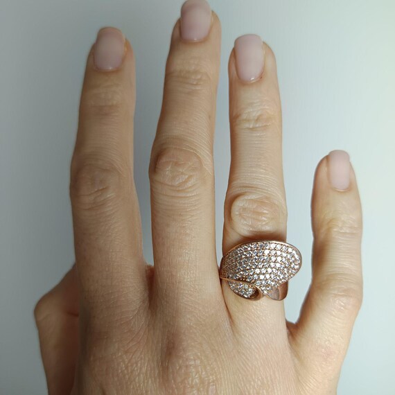 Rose Gold Plated Sterling Silver Swarovski Ring - Elegant  display picture 2