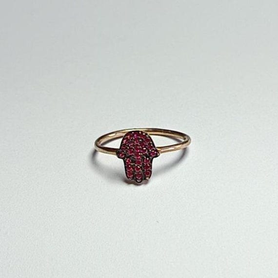 Bague main Hamsa avec pierre Swarovski en argent sterling plaqué