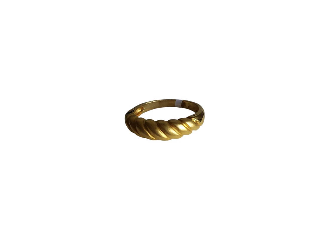 14K Gold 585 Ring Twisted Rope Design Matte and Polished Finish/twisted