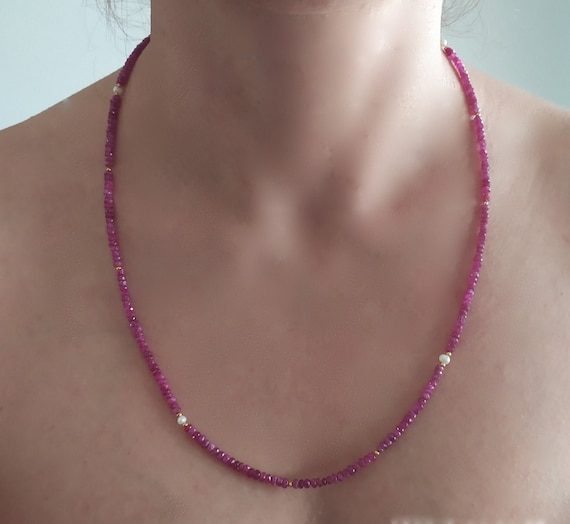 Ruby and cheap pearl necklace
