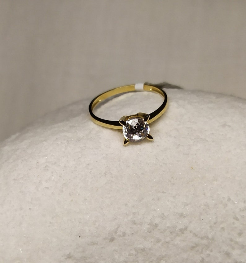 14K Gold 585 Size 6 34 US \u2013 8790 Solitaire Ring with Cubic Zirconia