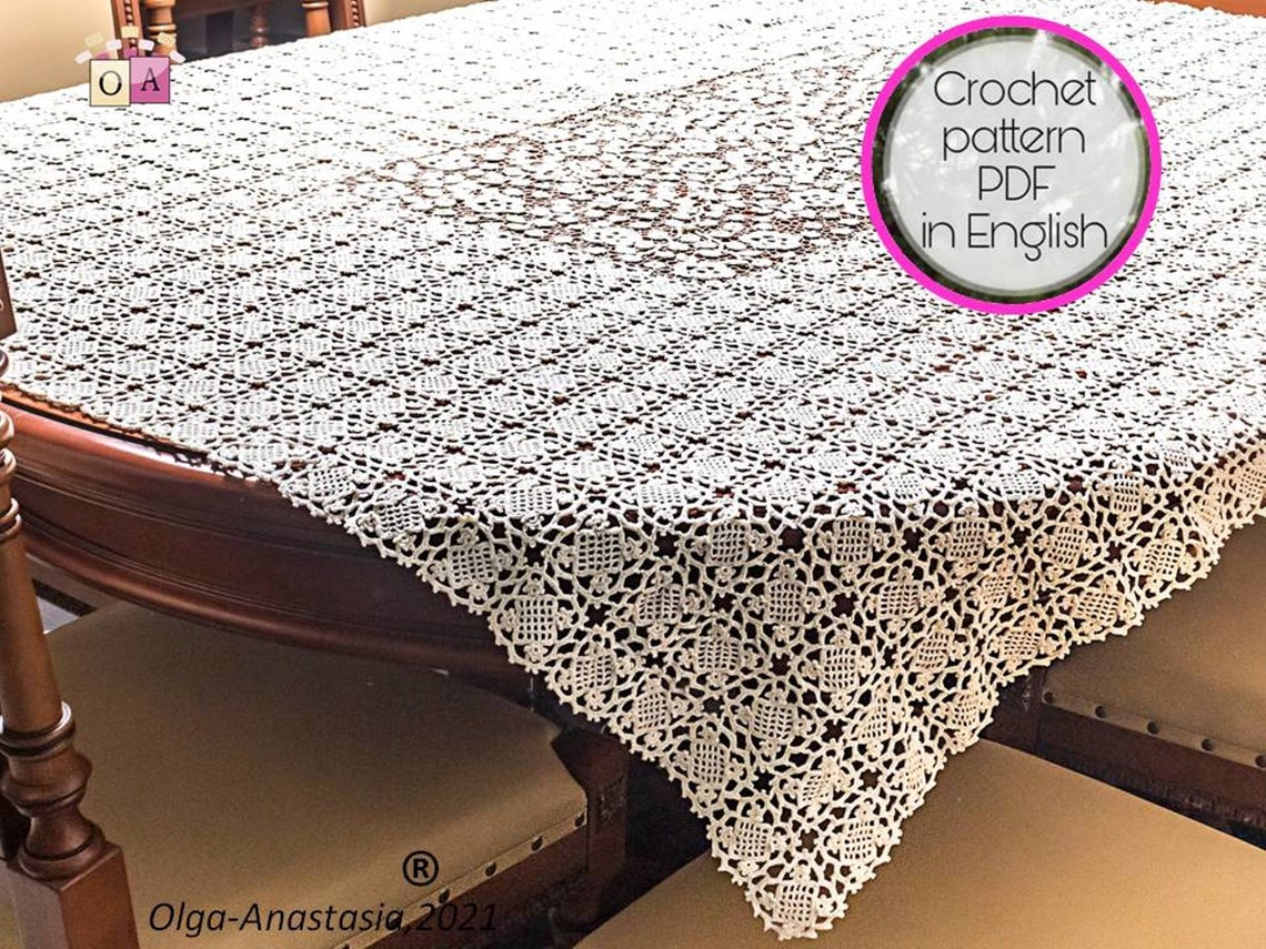 Irish lace Crochet pattern Tablecloth flowers for home Etsy