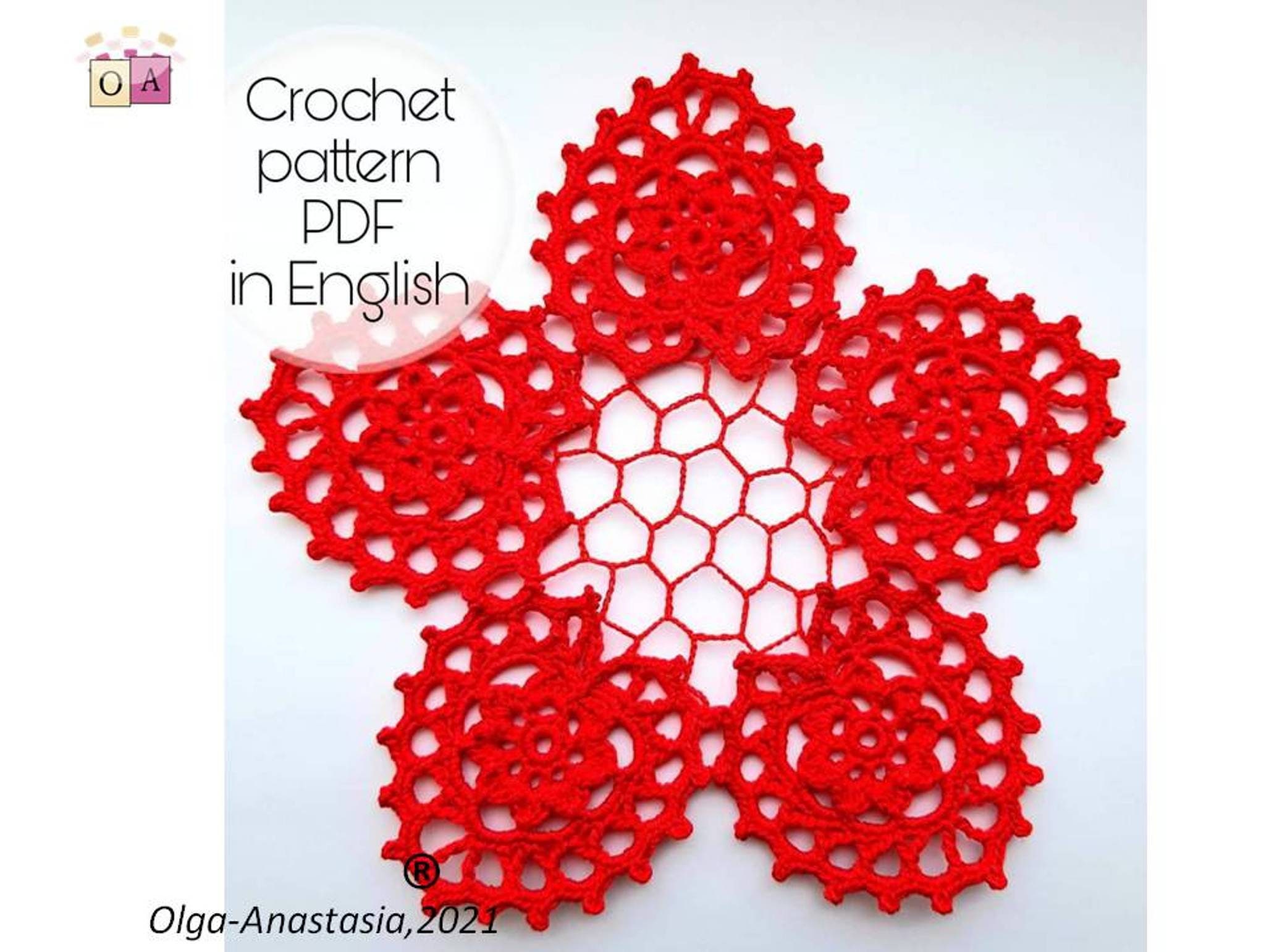Irish lace crochet patterns doily red heart for home decor Etsy