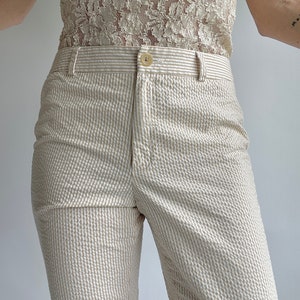 Vintage Classic Banana Republic Pinstripe Seersucker Mid Rise Cotton Pants Size 6